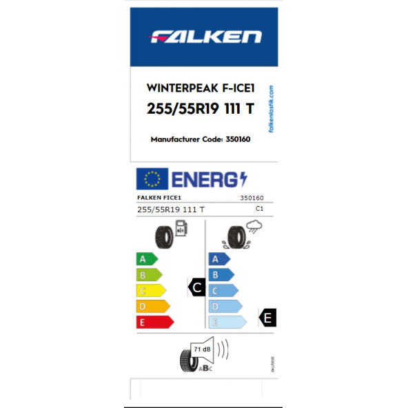 Falken 255/55 R19 Tl 111 Xl Wınter Peak F-Ice1 Kışlık Üretim Tarihi 2021 - 4