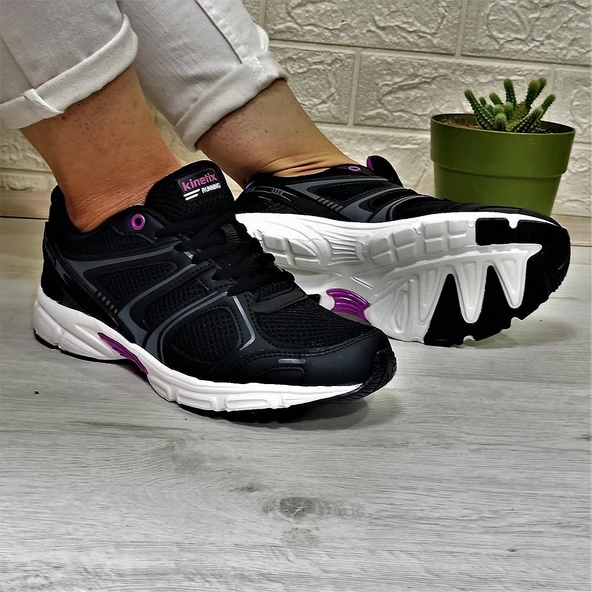 Kinetix Arıon Siyah-Mor-Beyaz Fuspetli Athletic Koşu Spor Ayakkabı - 3
