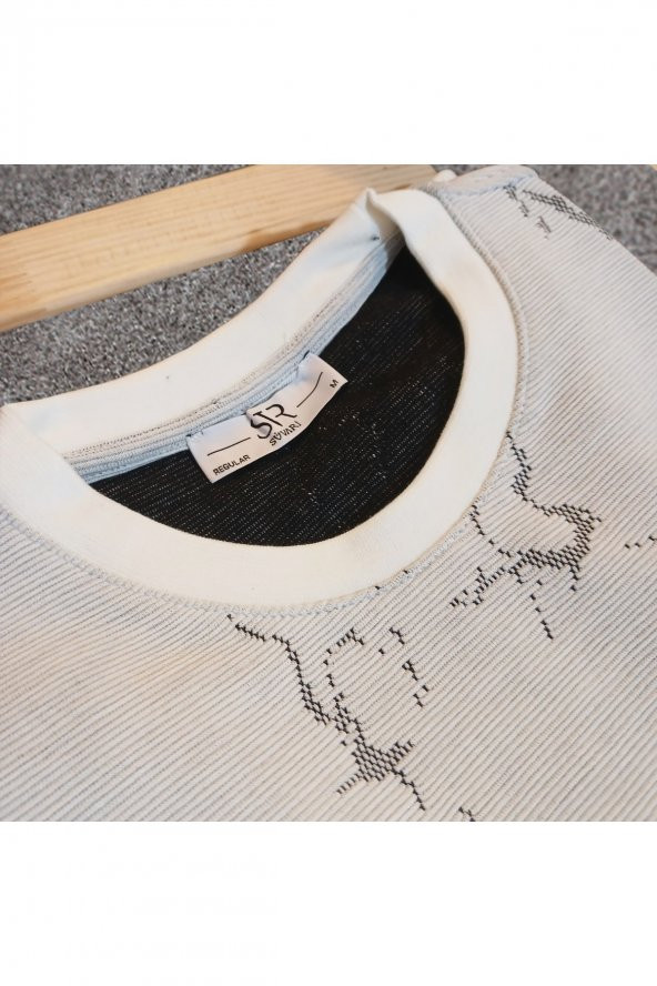 SÜVARİ MERMER DESEN RAHAT KALIP SWEATSHİRT - 3