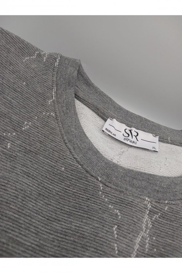 SÜVARİ MERMER DESEN RAHAT KALIP SWEATSHİRT - 9