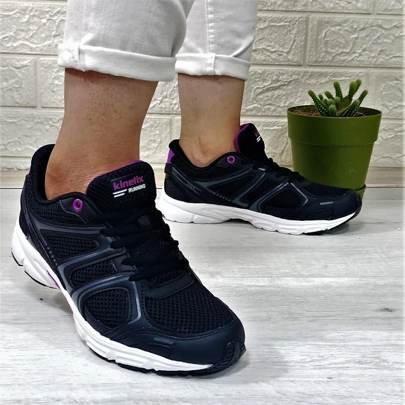 Kinetix Arıon Siyah-Mor-Beyaz Fuspetli Athletic Koşu Spor Ayakkabı - 6