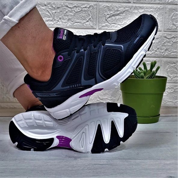 Kinetix Arıon Siyah-Mor-Beyaz Fuspetli Athletic Koşu Spor Ayakkabı