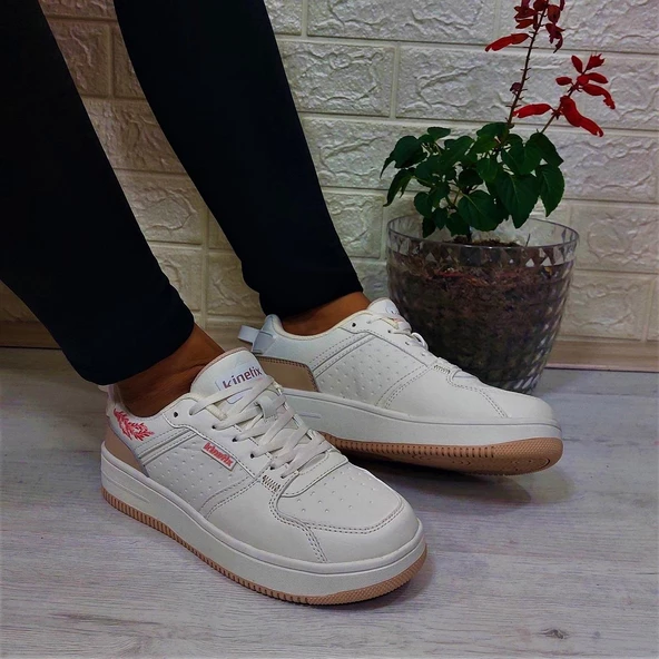 Kinetix Enner Pu Krem Comfort Fuspetli Kaymaz Sneaker Spor Ayakkabı - 3