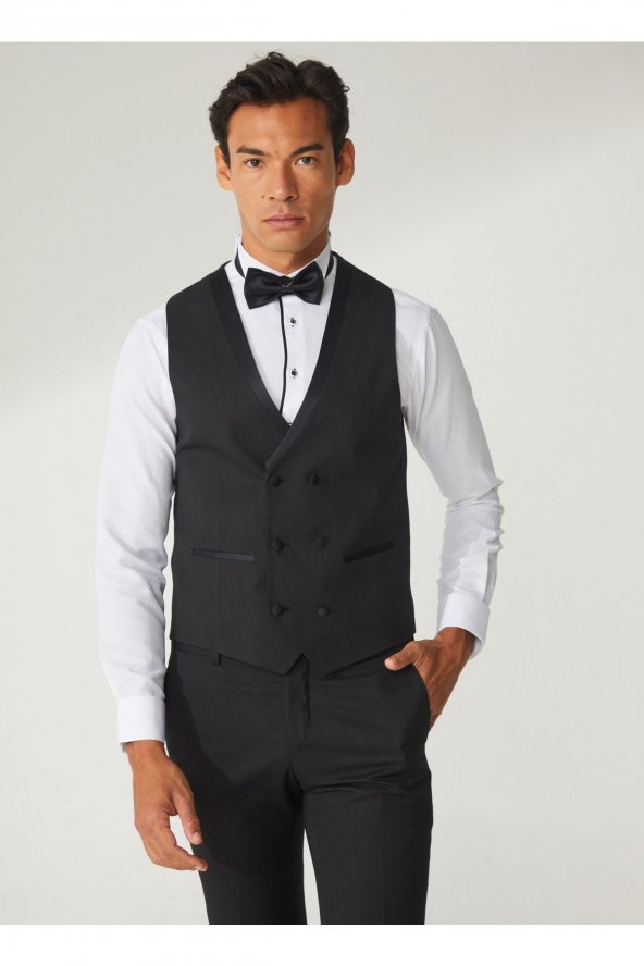 Süvari Normal Bel Slim Fit Siyah Erkek Takım Elbise TK3000400224 - 4