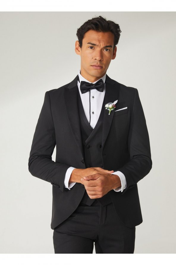 Süvari Normal Bel Slim Fit Siyah Erkek Takım Elbise TK3000400224 - 5