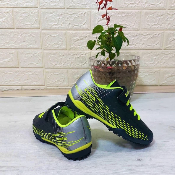 Kinetix Breton J Turf Siyah-NeonSarı Cırtlı Halı Saha Futbol Ayakkabısı - 2