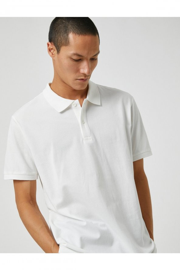 Basic Tişört Polo Yaka Düğme Detaylı - 6