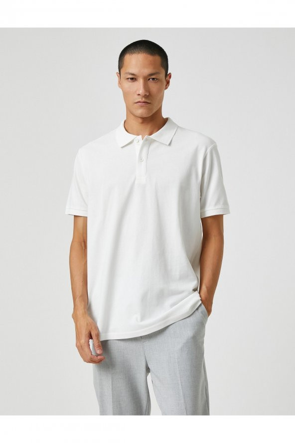Basic Tişört Polo Yaka Düğme Detaylı - 7