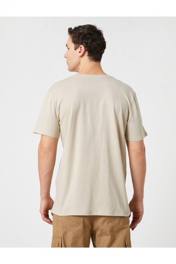 Slogan Baskılı Tişört Bisiklet Yaka Dar Kesim Pamuklu - Resim 4