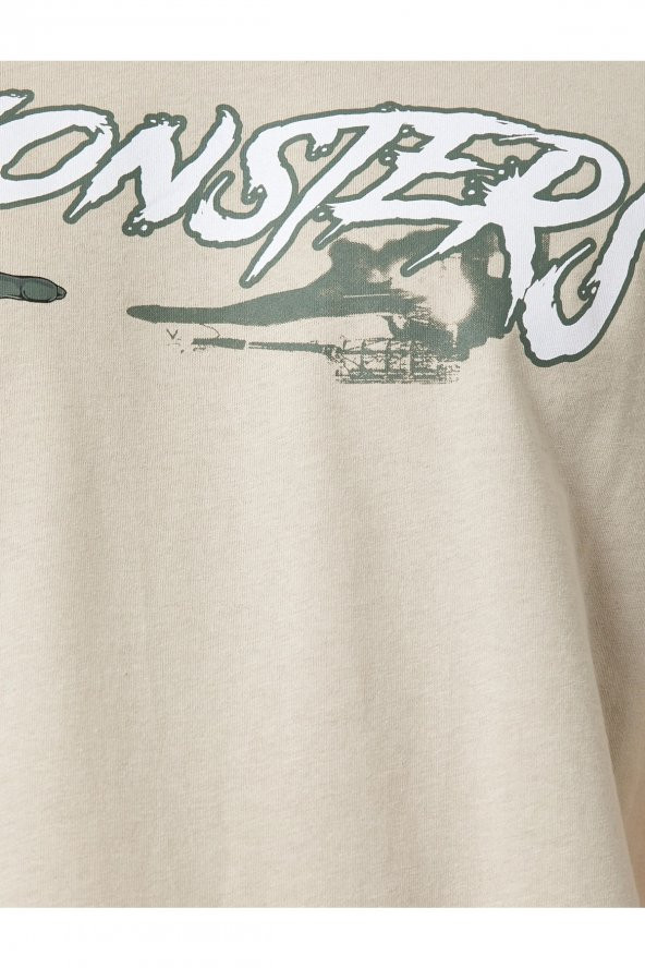 Slogan Baskılı Tişört Bisiklet Yaka Dar Kesim Pamuklu - Resim 6