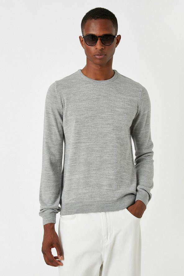 Erkek Gri Basic Kazak 3WAM70017HT - 3