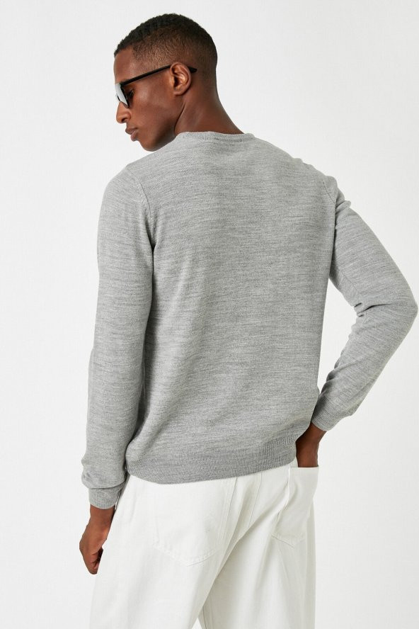 Erkek Gri Basic Kazak 3WAM70017HT - 4