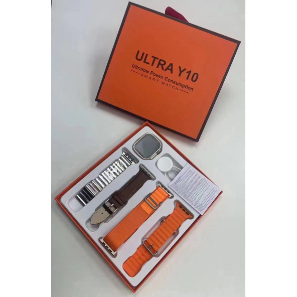 HEDİYELİK ULTRA Y10 AKILLI SAAT-ÇELİK KORDON+3 YEDEK KORDON