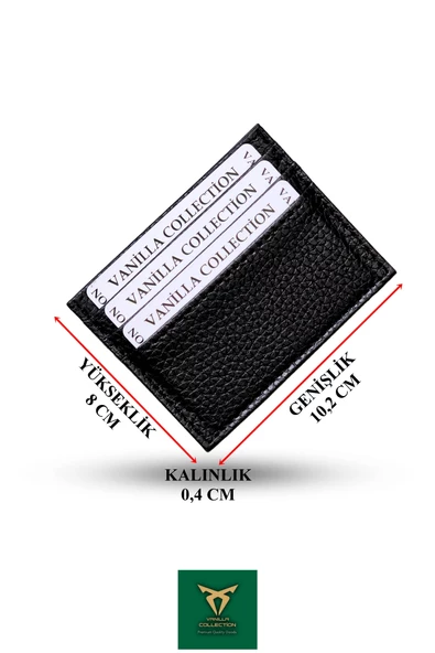 Unisex Kartlık Vegan Deri Minimal Model 6 Kart - 1 Kâğıt Para Bölmeli Siyah - 6