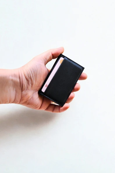 Vegan Deri Kartlık Unisex 8 Kart Bölmeli Siyah ürün görseli