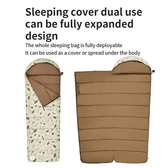 Naturehike Cute Mud Rabbit MT400 Zarf Trazı Pamuklu Uyku Tulumu -18°C  Laurel Left - Resim 8