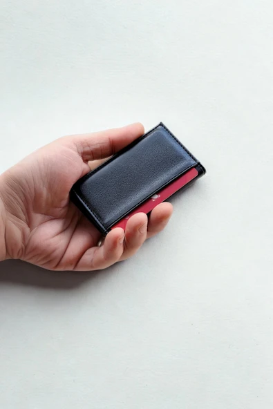 Vegan Deri Kartlık Unisex 8 Kart Bölmeli Siyah - Resim 5