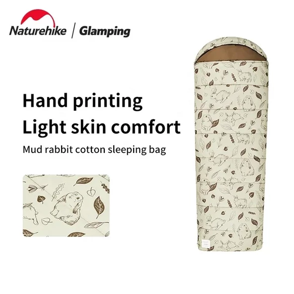 Naturehike Cute Mud Rabbit MT400 Zarf Trazı Pamuklu Uyku Tulumu -18°C  Laurel Left - Resim 5