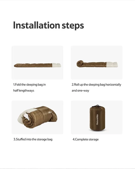 Naturehike LT150 Zarf Tarzı Pamuklu Uyku Tulumu -4°C  Blue Left - 7