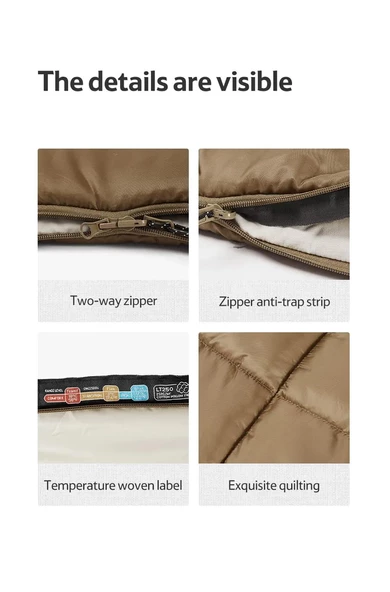 Naturehike LT150 Zarf Tarzı Pamuklu Uyku Tulumu -4°C Blue Left - 10