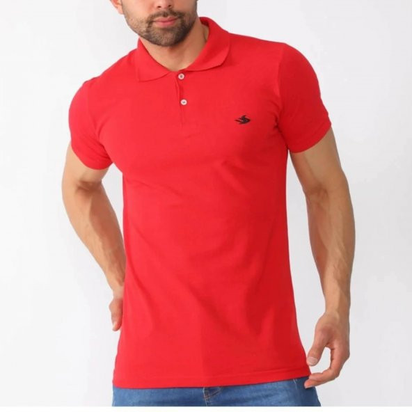 FEKMOD KIRMIZI SLİM FİT ERKEK POLO YAKA TİŞÖRT - 3391
