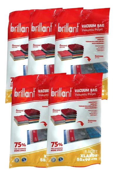 Brillant Vakumlu Hurç, 5li Set, XLarge Boy 55x90