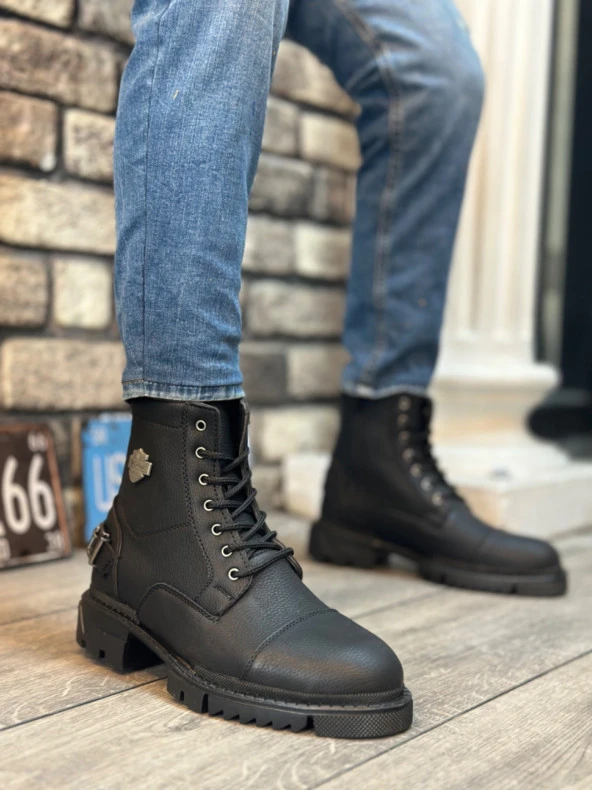 BA0080 Kartal Fermuarlı Tokalı Siyah Erkek Klasik Spor Klasik Yarım Bilek Bot ürün görseli 1