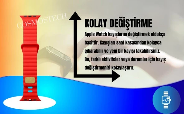 Cosmostech Akıllı Saat Watch için Uyumlu 42MM 44MM 45MM 49MM 1/2/3/4/5/6/se/7/8/ultra Silikon Kordon ve Kayışı Dalgalı Şerit Tasarım Siyah - 4