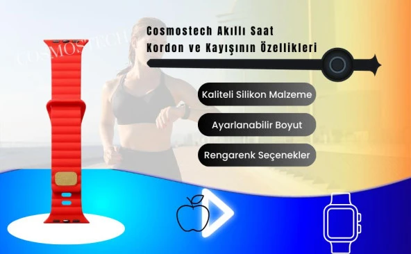 Cosmostech Akıllı Saat Watch için Uyumlu 42MM 44MM 45MM 49MM 1/2/3/4/5/6/se/7/8/ultra Silikon Kordon ve Kayışı Dalgalı Şerit Tasarım Beyaz - 6