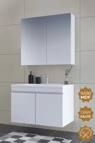 Teta Home Tokyo 65 CM Mdf Banyo Dolabı Seti  Beyaz ürün görseli