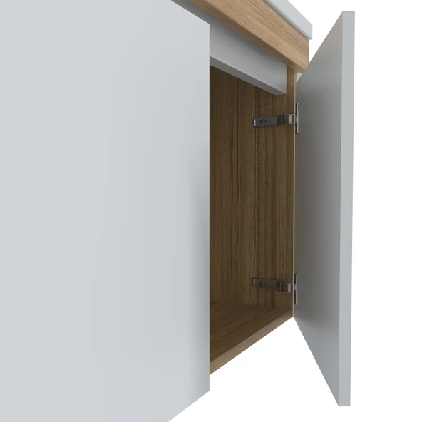 Teta Home Tokyo 65 CM Mdf Banyo Dolabı Seti  Teak-Beyaz - 3