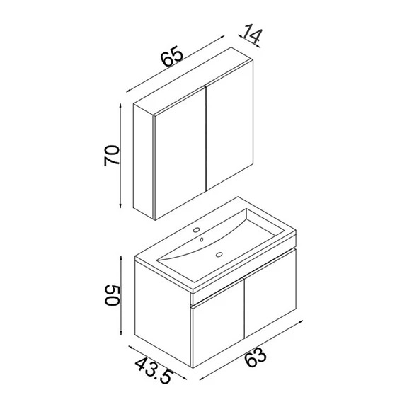 Teta Home Tokyo 65 CM Mdf Banyo Dolabı Seti  Atlantik Çam - Resim 5