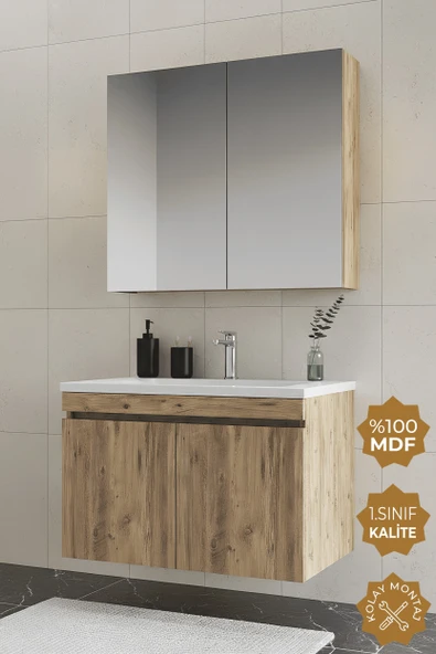 Teta Home Tokyo 65 CM Mdf Banyo Dolabı Seti  Atlantik Çam ürün görseli 1
