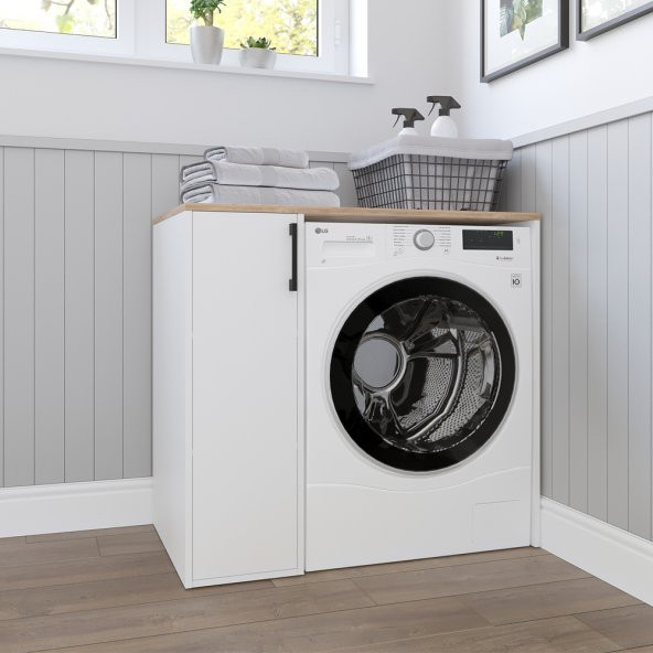 Teta Home Çamaşır Makinesi Dolabı Trend Atlantik Çam-Beyaz