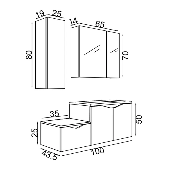 Teta Home Manila 100cm Mdf Banyo Seti + Boy Dolap  Antrasit - 4