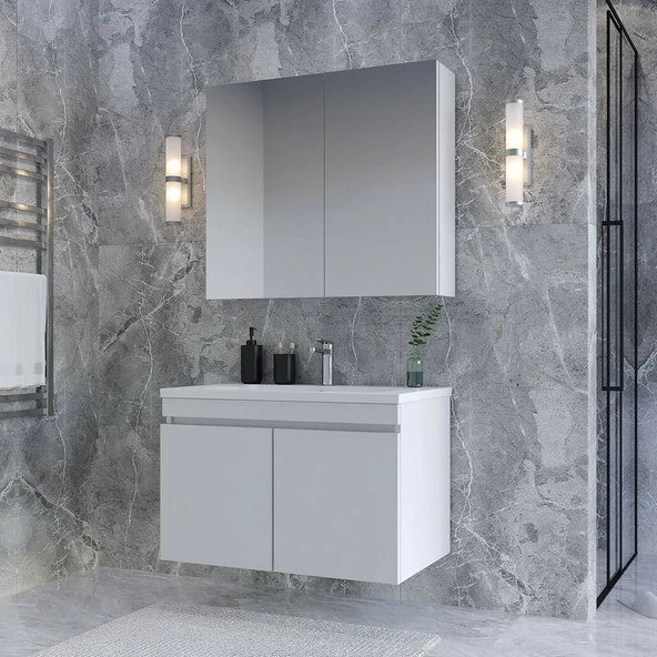 Teta Home Tokyo 65 CM Mdf Banyo Dolabı Seti  Beyaz - 1