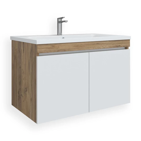 Teta Home Tokyo 80 cm Mdf Banyo Lavabolu Alt Dolap  Atlantik Çam-Beyaz