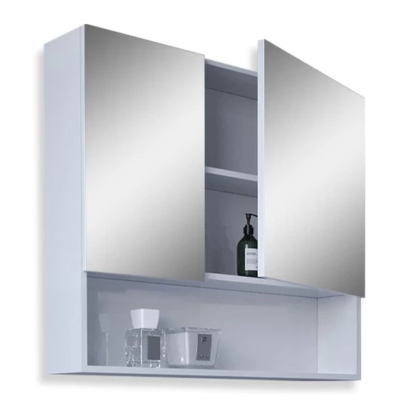 Teta Home Batum 80 Cm Mdf Banyo Aynalı Üst Dolap  Beyaz - Resim 2