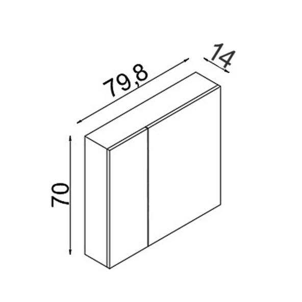 Teta Home Madrid 80CM Mdf Banyo Aynalı Üst Dolap  Antrasit - 3