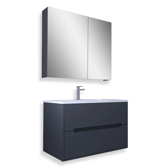 Teta Home Madrid 80 cm Mdf Banyo Dolabı Seti  Antrasit - 2