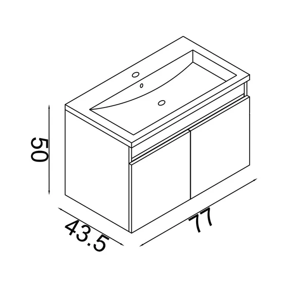 Teta Home Tokyo 80 cm Mdf Banyo Lavabolu Alt Dolap Beyaz - 4