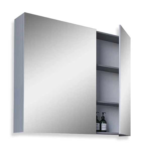 Teta Home Madrid 80CM Mdf Banyo Aynalı Üst Dolap  Sis gri - 2
