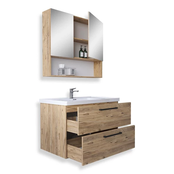 Teta Home Batum 80 Cm Mdf Banyo Dolabı Seti  Atlantik Çam - 2