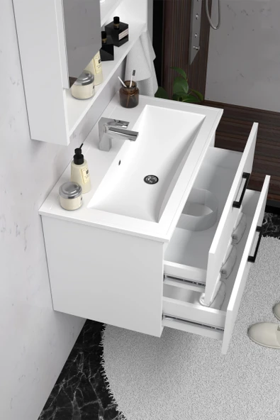 Teta Home Batum 65 Cm Mdf Banyo Dolabı Seti  Beyaz - Resim 3