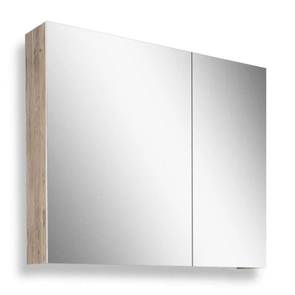 Teta Home Tokyo 80CM Mdf Banyo Üst Aynalı Dolap  Atlantik Çam-Beyaz