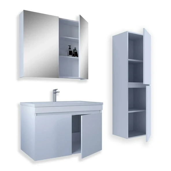 Teta Home Tokyo 65 Cm Mdf Banyo Dolabı Seti + Boy Dolabı  Beyaz - 2