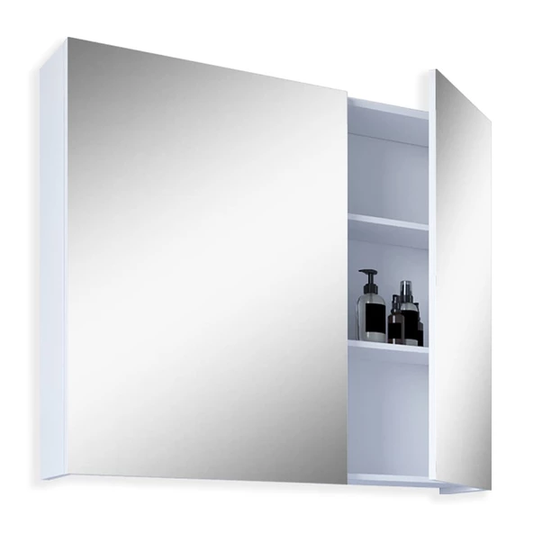 Teta Home Tokyo 80CM Mdf Banyo Üst Aynalı Dolap  Beyaz - 2