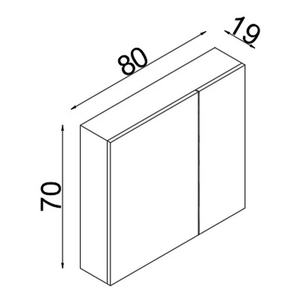Teta Home Tokyo 80CM Mdf Banyo Üst Aynalı Dolap  Kafkas Meşe-Beyaz - 3