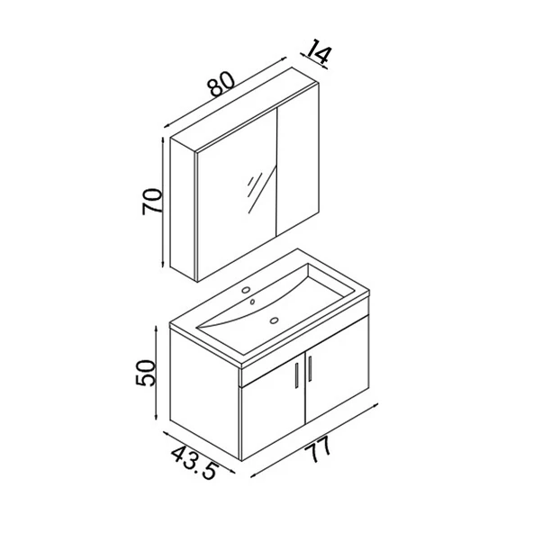 Teta Home Yalova 80 Cm Mdf Banyo Dolabı Seti  Beyaz - Resim 4