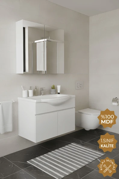 Teta Home Kahire 65 Cm Mdf Banyo Dolabı Seti  Beyaz ürün görseli 1